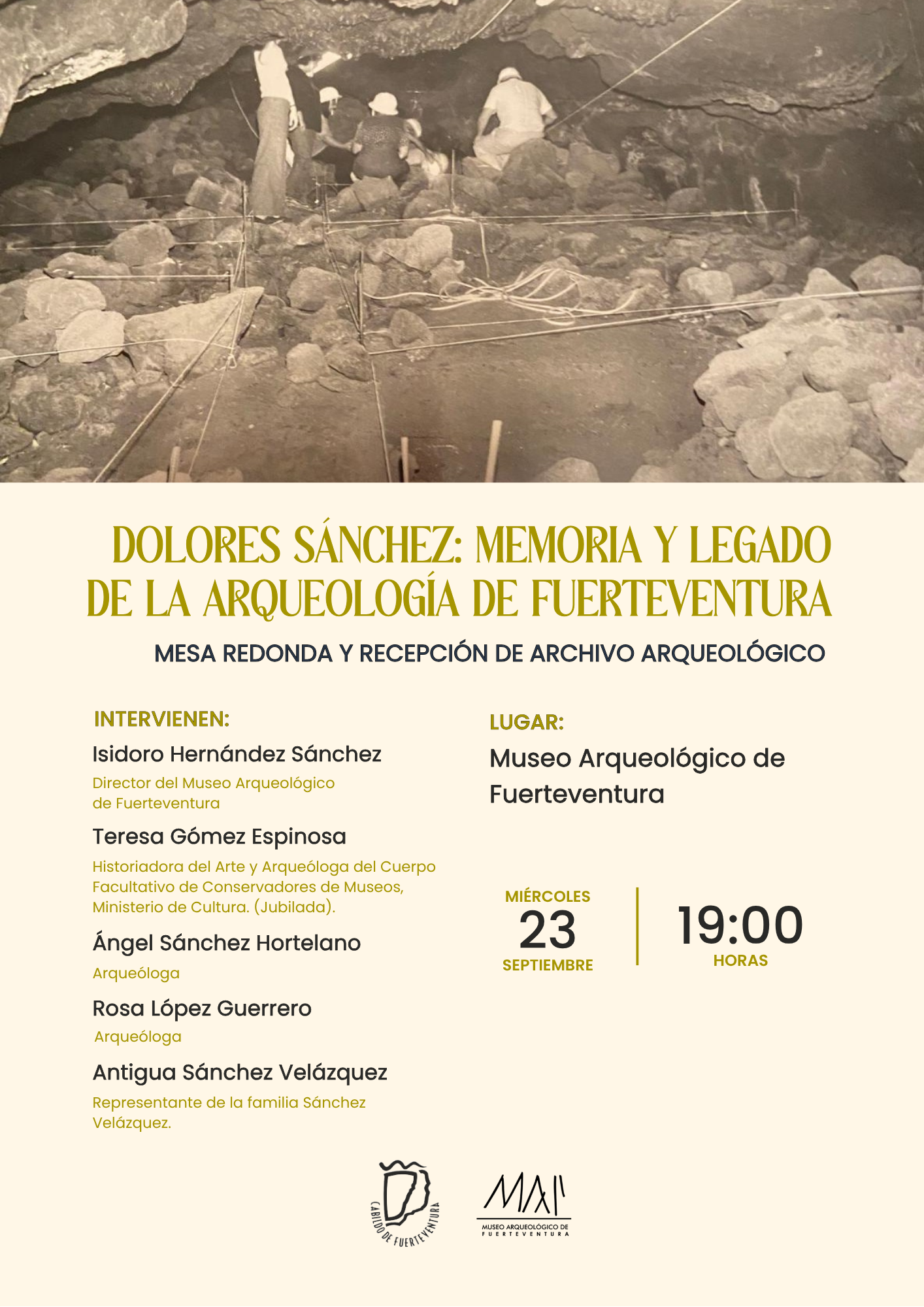 Dolores Sánchez: memoria y legado de la arqueología de Fuerteventura. Mesa redonda y recepción de archivo arqueológico.